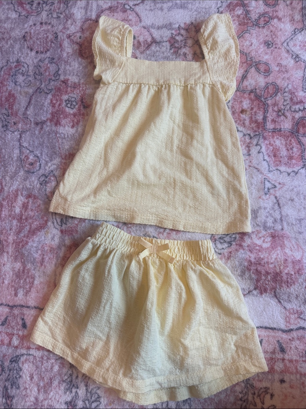 Carter's Yellow Two-Piece Ruffle Sleeve Top and Skirt Set